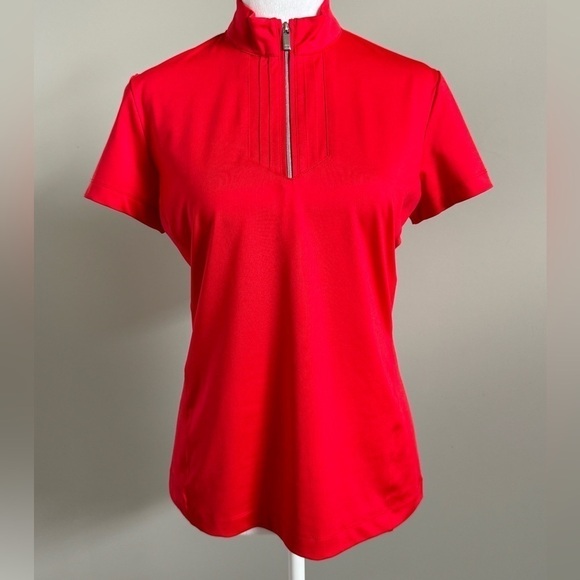 Tail Bright Cherry Red Women’s Short Sleeve Collarless Golf Polo - Picture 1 of 7